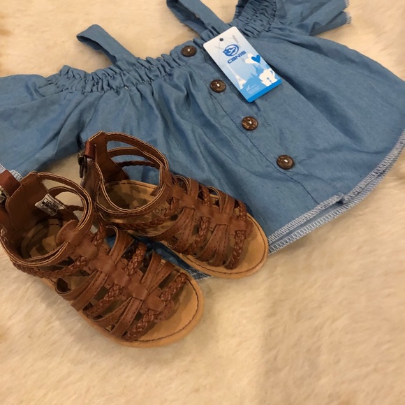 Carter's Other - NWT Girls Chambray Shirt w/ sandals bundle